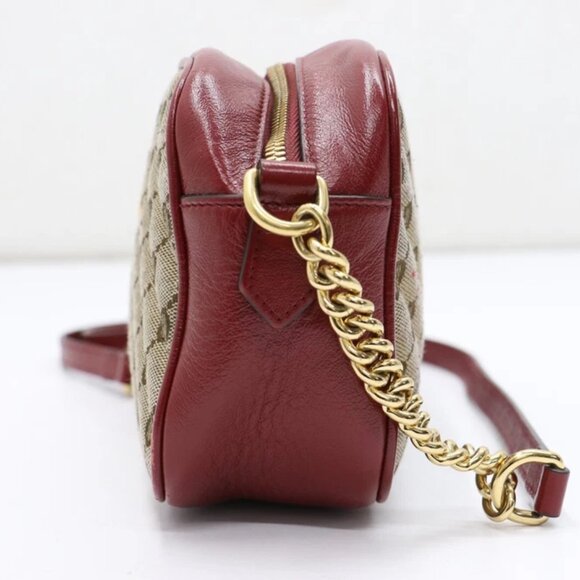 Gucci GG Marmont Small Red Shoulder Bag Diagonal Quilted GG Canvas - Picture 9 of 16